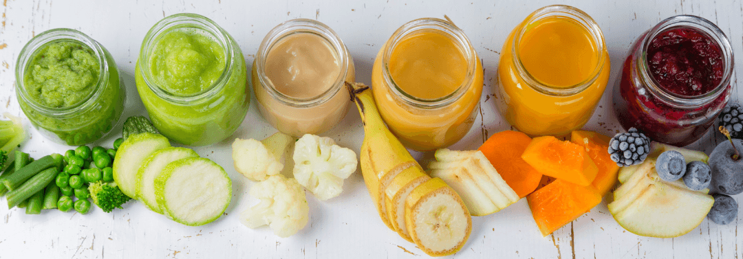 petits pots de fruits et légumes pour la diversification alimentaire